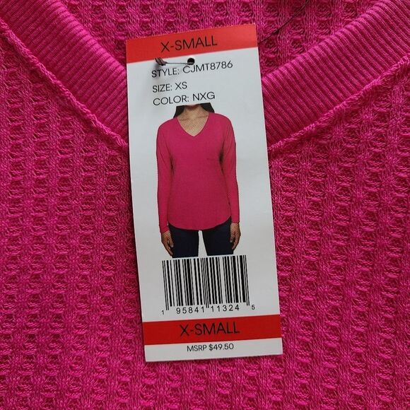 Calvin Klein Long Sleeve Waffle Knit Top - Pink - Picture 7 of 7
